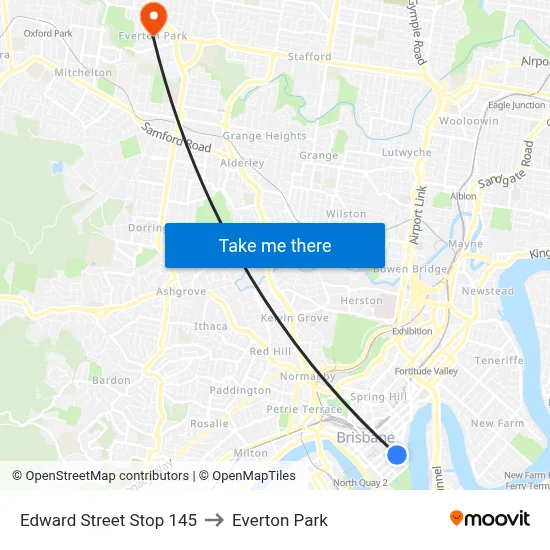 Edward Street Stop 145 to Everton Park map