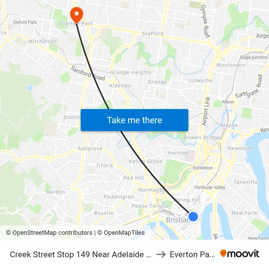 Creek Street Stop 149 Near Adelaide St to Everton Park map