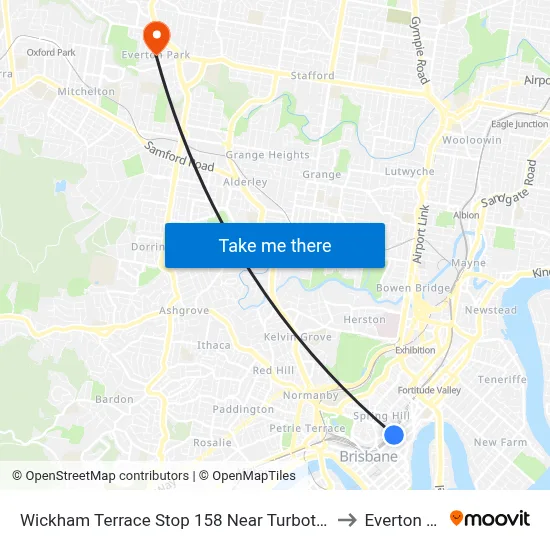 Wickham Terrace Stop 158 Near Turbot St, Stand A to Everton Park map