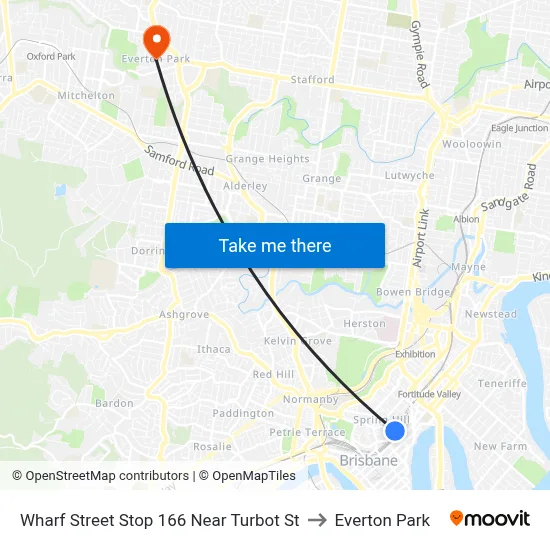 Wharf Street Stop 166 Near Turbot St to Everton Park map