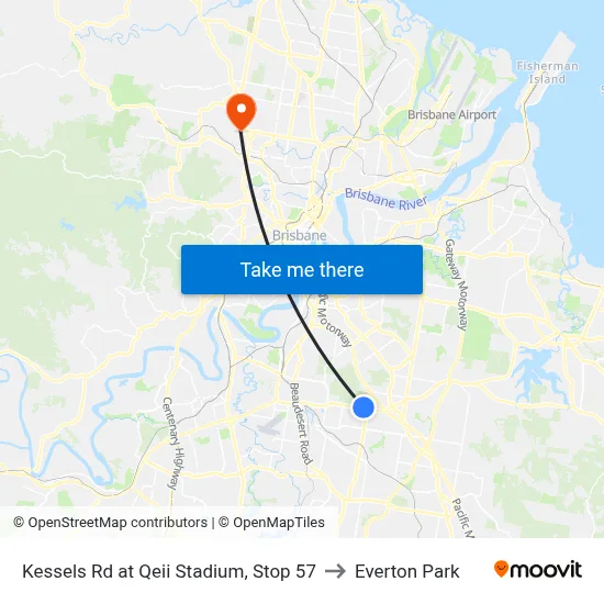 Kessels Rd at Qeii Stadium, Stop 57 to Everton Park map
