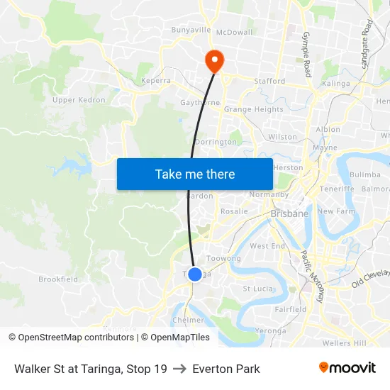 Walker St at Taringa, Stop 19 to Everton Park map