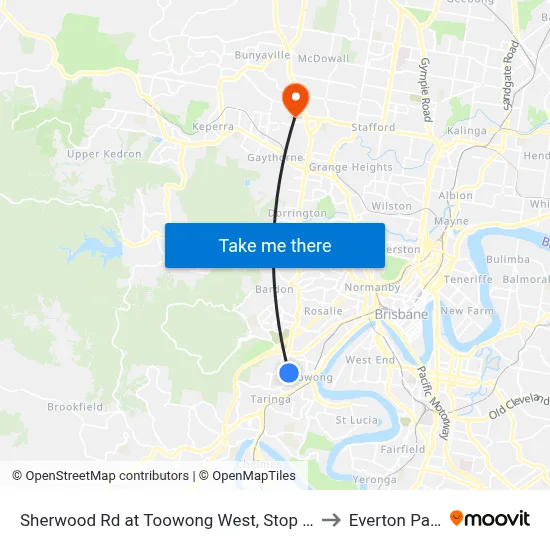 Sherwood Rd at Toowong West, Stop 22 to Everton Park map
