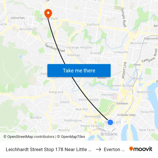 Leichhardt Street Stop 178 Near Little Edward St to Everton Park map