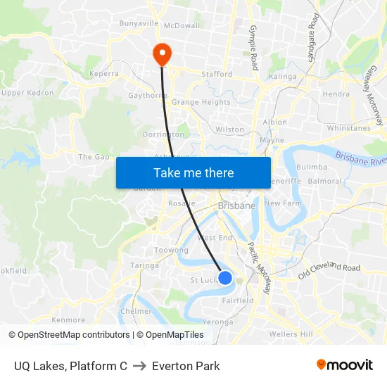 UQ Lakes, Platform C to Everton Park map