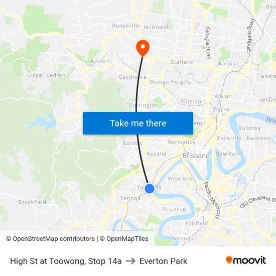 High St at Toowong, Stop 14a to Everton Park map