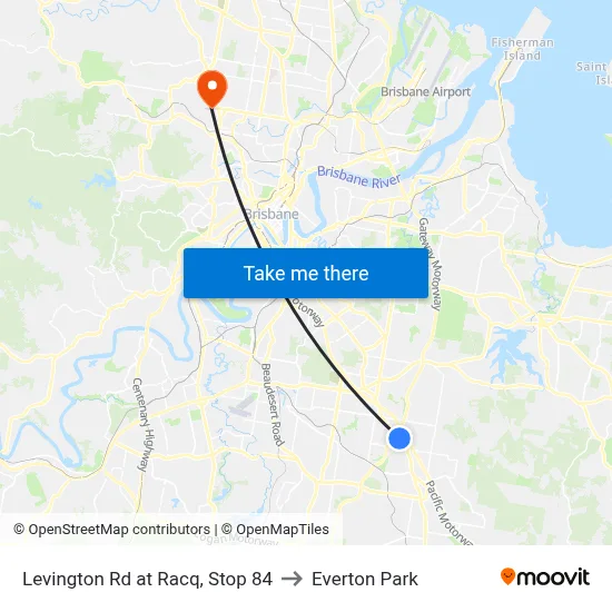 Levington Rd at Racq, Stop 84 to Everton Park map