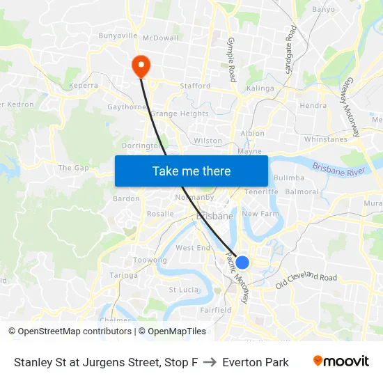 Stanley St at Jurgens Street, Stop F to Everton Park map