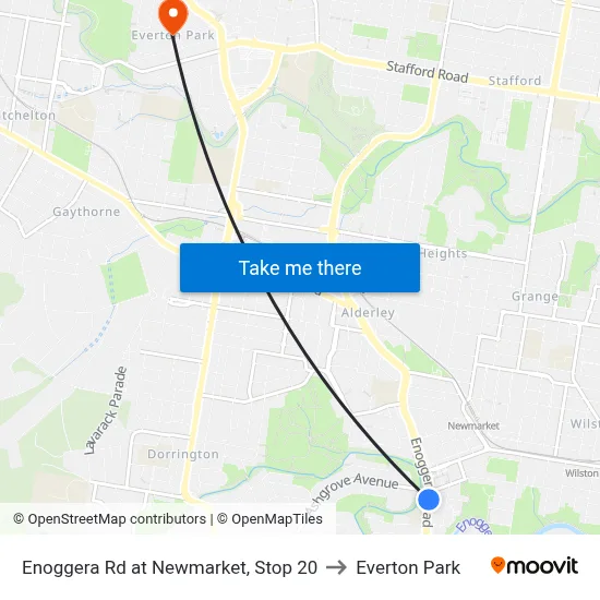 Enoggera Rd at Newmarket, Stop 20 to Everton Park map