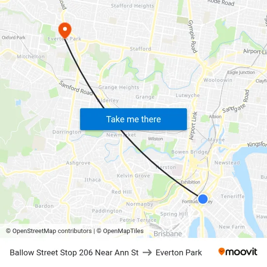 Ballow Street Stop 206 Near Ann St to Everton Park map