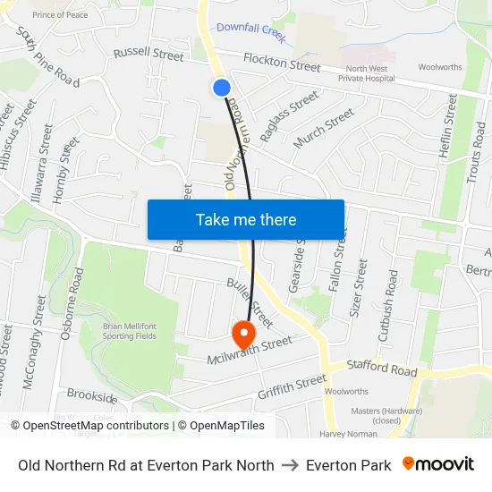 Old Northern Rd at Everton Park North to Everton Park map