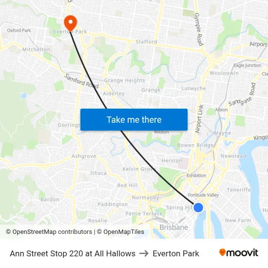 Ann Street Stop 220 at All Hallows to Everton Park map