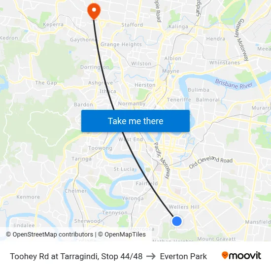 Toohey Rd at Tarragindi, Stop 44/48 to Everton Park map