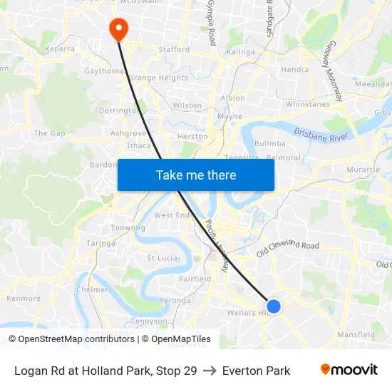 Logan Rd at Holland Park, Stop 29 to Everton Park map