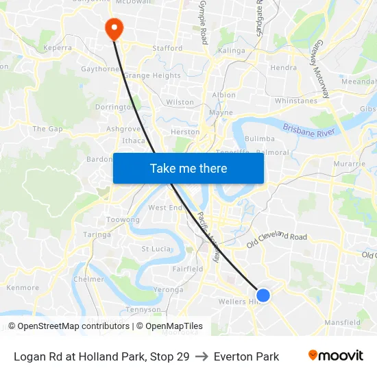 Logan Rd at Holland Park, Stop 29 to Everton Park map