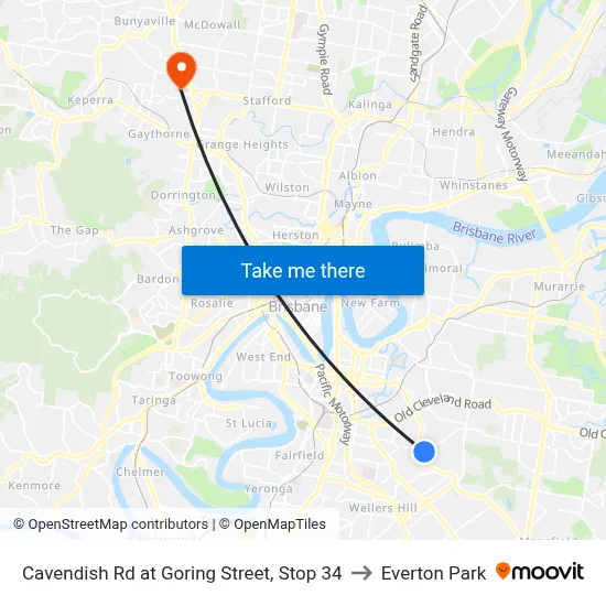 Cavendish Rd at Goring Street, Stop 34 to Everton Park map