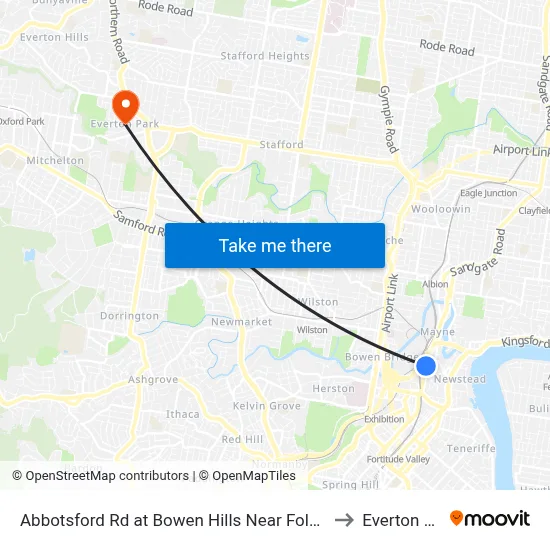 Abbotsford Rd at Bowen Hills Near Folkestone St to Everton Park map