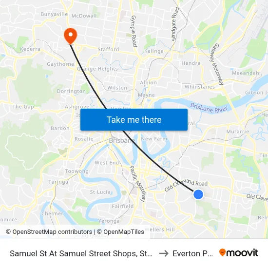 Samuel St At Samuel Street Shops, Stop 41 to Everton Park map