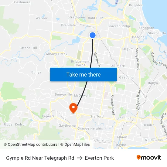 Gympie Rd Near Telegraph Rd to Everton Park map
