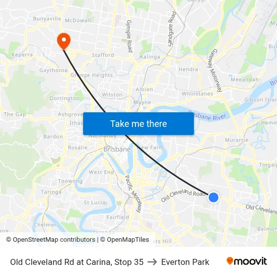 Old Cleveland Rd at Carina, Stop 35 to Everton Park map