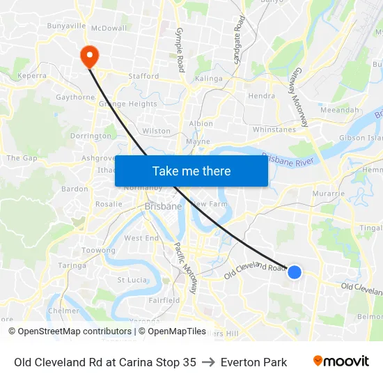 Old Cleveland Rd at Carina Stop 35 to Everton Park map