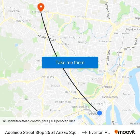 Adelaide Street Stop 26 at Anzac Square to Everton Park map