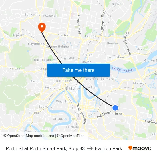Perth St at Perth Street Park, Stop 33 to Everton Park map