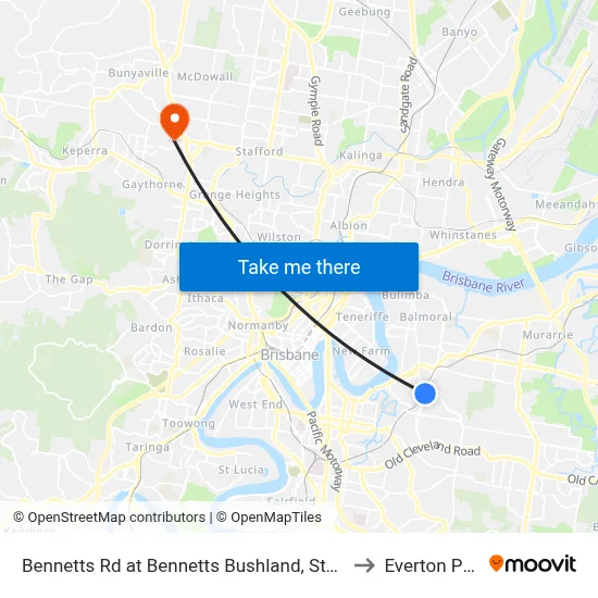 Bennetts Rd at Bennetts Bushland, Stop 29 to Everton Park map
