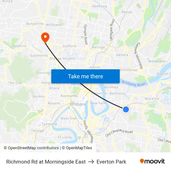 Richmond Rd at Morningside East to Everton Park map