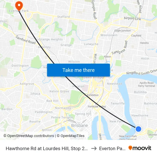 Hawthorne Rd at Lourdes Hill, Stop 21a to Everton Park map