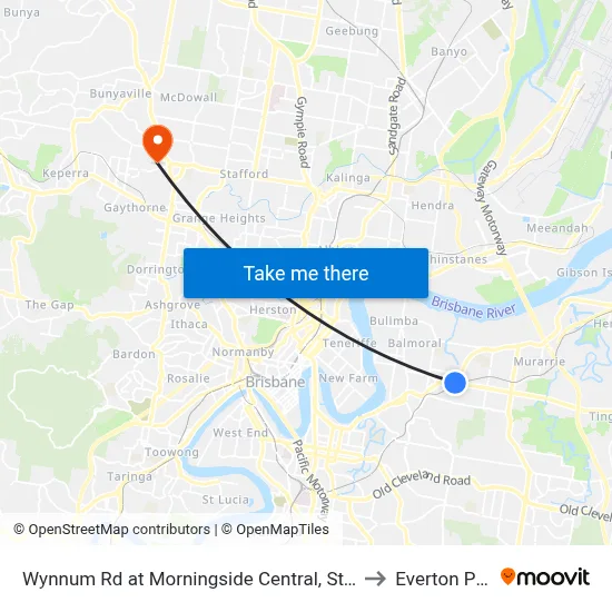 Wynnum Rd at Morningside Central, Stop 30 to Everton Park map