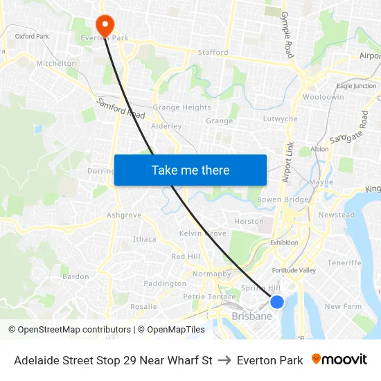 Adelaide Street Stop 29 Near Wharf St to Everton Park map