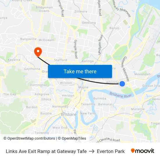 Links Ave Exit Ramp at Gateway Tafe to Everton Park map