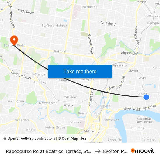 Racecourse Rd at Beatrice Terrace, Stop 22 to Everton Park map