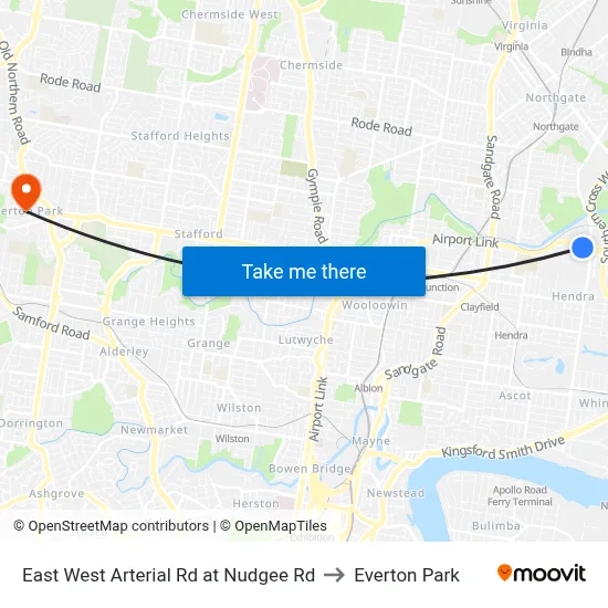 East West Arterial Rd at Nudgee Rd to Everton Park map