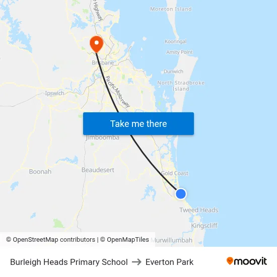 Burleigh Heads Primary School to Everton Park map