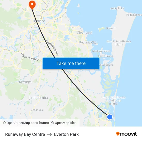 Runaway Bay Centre to Everton Park map