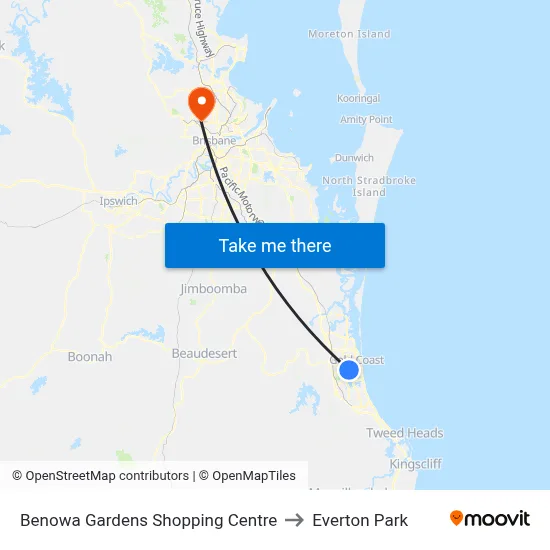 Benowa Gardens Shopping Centre to Everton Park map