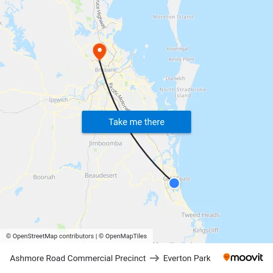 Ashmore Road Commercial Precinct to Everton Park map