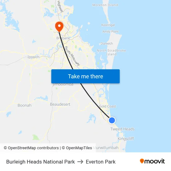 Burleigh Heads National Park to Everton Park map