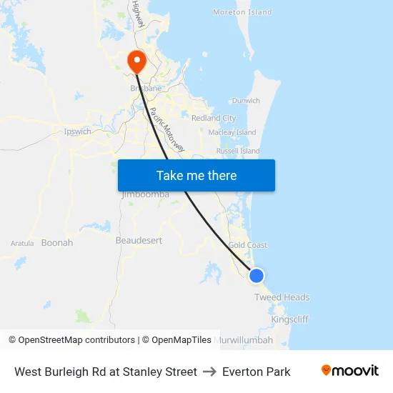 West Burleigh Rd at Stanley Street to Everton Park map