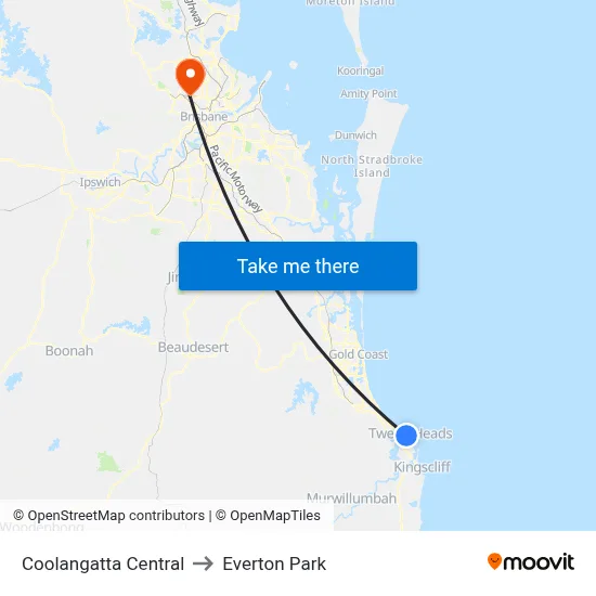 Coolangatta Central to Everton Park map