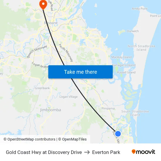 Gold Coast Hwy at Discovery Drive to Everton Park map