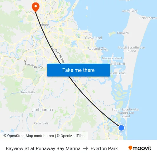Bayview St at Runaway Bay Marina to Everton Park map