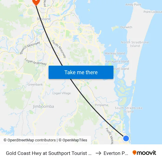 Gold Coast Hwy at Southport Tourist Park to Everton Park map