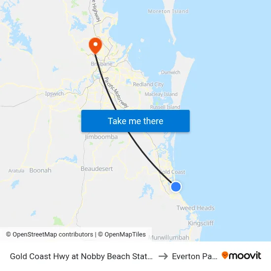 Gold Coast Hwy at Nobby Beach Station to Everton Park map