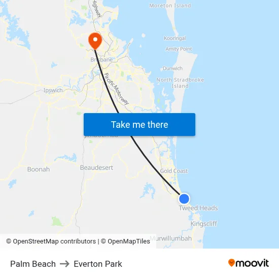 Palm Beach to Everton Park map