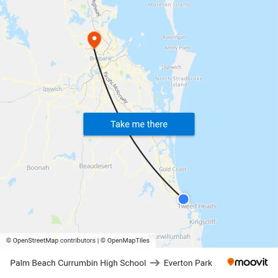 Palm Beach Currumbin High School to Everton Park map