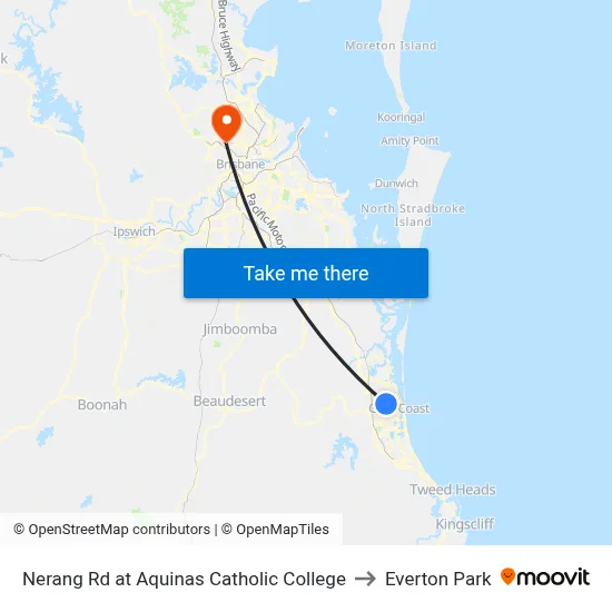 Nerang Rd at Aquinas Catholic College to Everton Park map