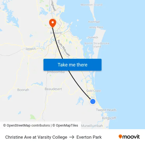 Christine Ave at Varsity College to Everton Park map